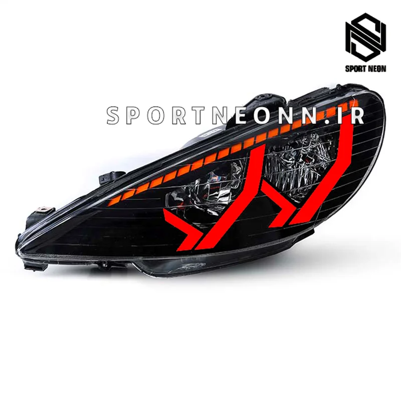 چراغ اسپرت پژو206 طرح لامبورگینی قرمز