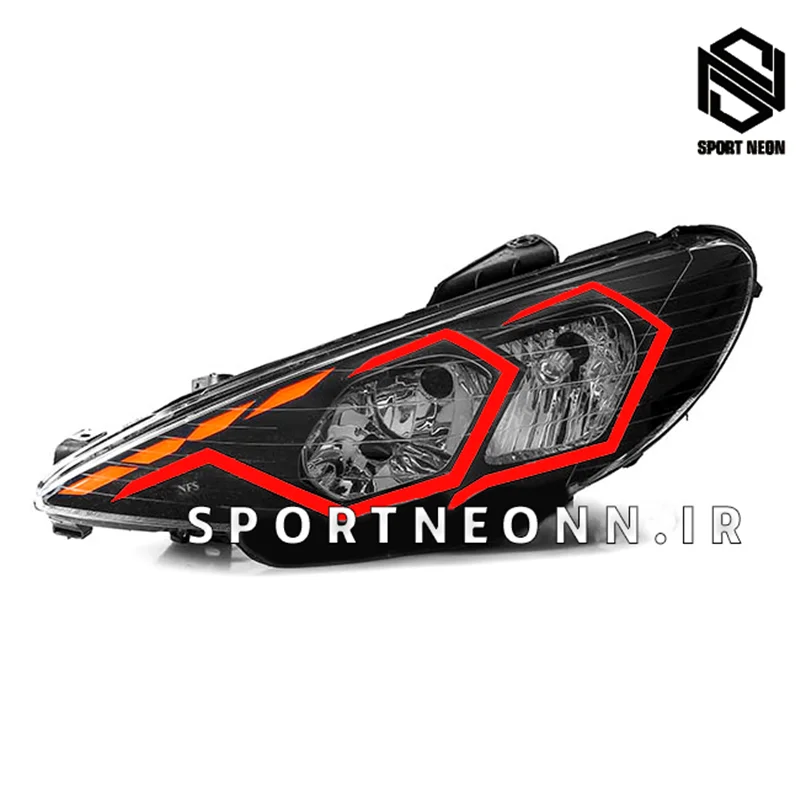 چراغ جلو اسپرت پژو206 طرح پلاس قرمز